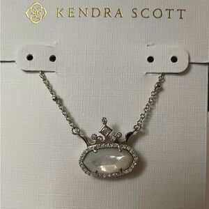 CYBER MONDAY Kendra Scott Silver Princess Necklace with Iridescent Stone.